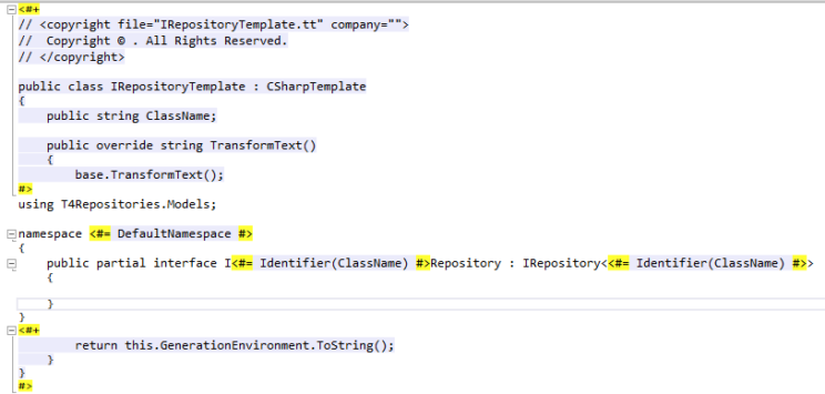 t4 repositories visual studio support